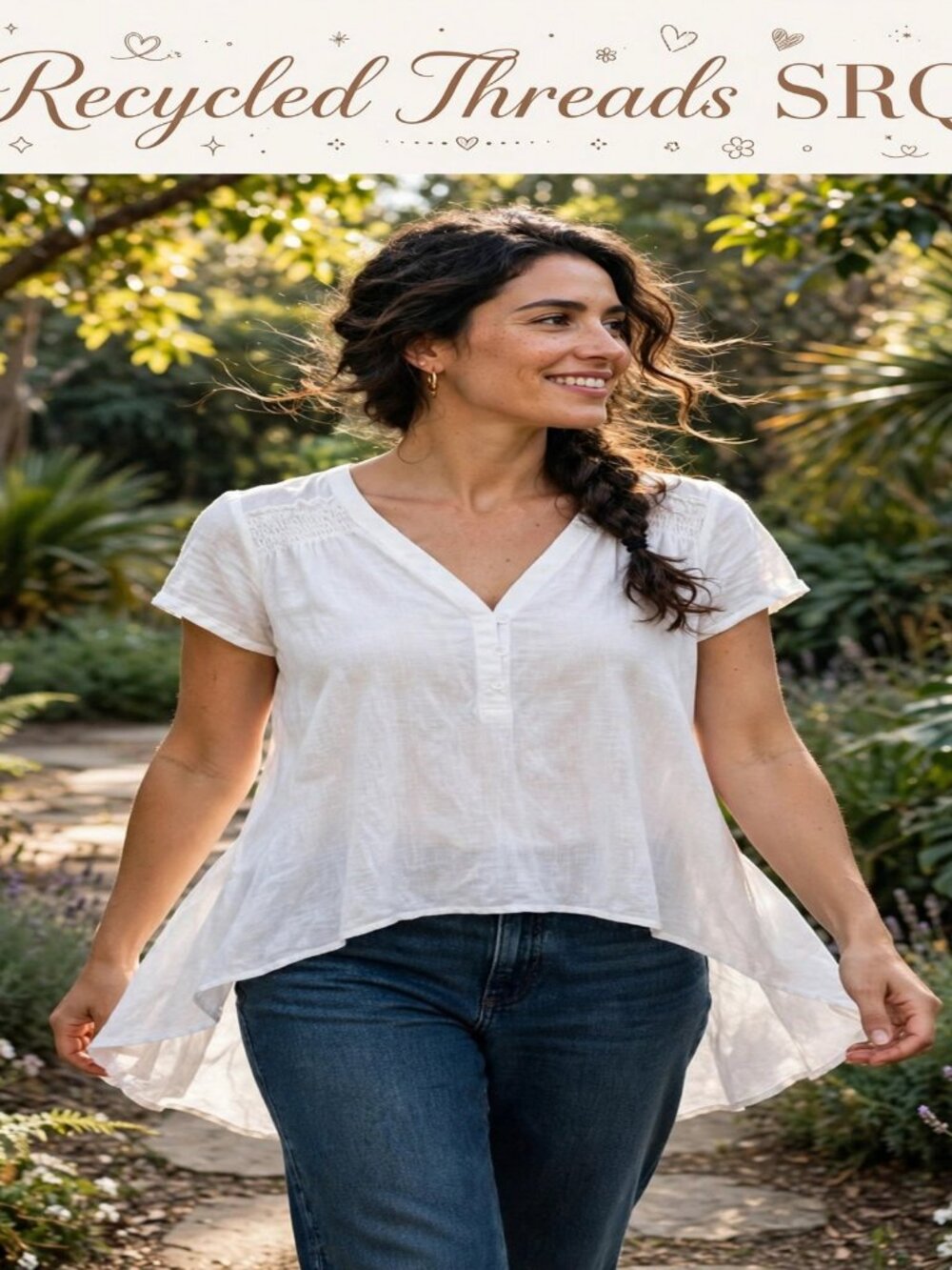 everleigh White Hi-Lo blouse Size S Womens Casual Summer Thrifted